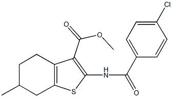 methyl 2-[(4-chlorobenzoyl)amino]-6-methyl-4,5,6,7-tetrahydro-1-benzothiophene-3-carboxylate Struktur