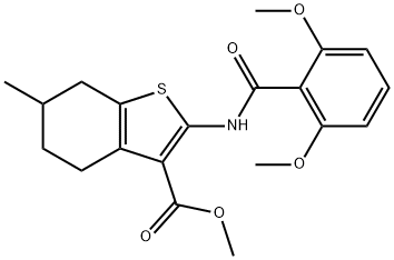 methyl 2-[(2,6-dimethoxybenzoyl)amino]-6-methyl-4,5,6,7-tetrahydro-1-benzothiophene-3-carboxylate Struktur