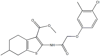 methyl 2-{[(4-chloro-3-methylphenoxy)acetyl]amino}-6-methyl-4,5,6,7-tetrahydro-1-benzothiophene-3-carboxylate Struktur