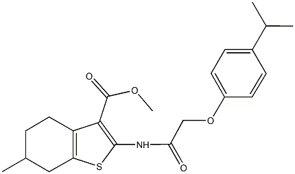 methyl 2-{[(4-isopropylphenoxy)acetyl]amino}-6-methyl-4,5,6,7-tetrahydro-1-benzothiophene-3-carboxylate Struktur