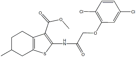 methyl 2-{[(2,5-dichlorophenoxy)acetyl]amino}-6-methyl-4,5,6,7-tetrahydro-1-benzothiophene-3-carboxylate Struktur