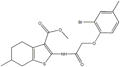 methyl 2-{[(2-bromo-4-methylphenoxy)acetyl]amino}-6-methyl-4,5,6,7-tetrahydro-1-benzothiophene-3-carboxylate Struktur