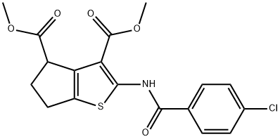 dimethyl 2-[(4-chlorobenzoyl)amino]-5,6-dihydro-4H-cyclopenta[b]thiophene-3,4-dicarboxylate Struktur