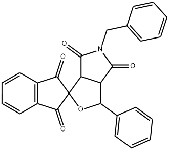 5-benzyl-1',3',4,6-tetraoxo-3-phenylhexahydrospiro(1H-furo[3,4-c]pyrrole-1,2'-[1H]-indene) Struktur