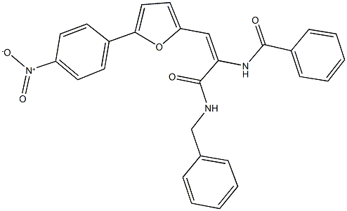 N-[1-[(benzylamino)carbonyl]-2-(5-{4-nitrophenyl}-2-furyl)vinyl]benzamide Struktur