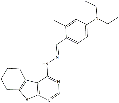 4-(diethylamino)-2-methylbenzaldehyde 5,6,7,8-tetrahydro[1]benzothieno[2,3-d]pyrimidin-4-ylhydrazone Struktur