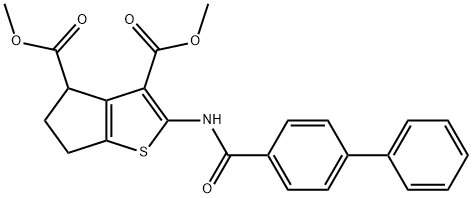 dimethyl 2-[([1,1'-biphenyl]-4-ylcarbonyl)amino]-5,6-dihydro-4H-cyclopenta[b]thiophene-3,4-dicarboxylate Struktur