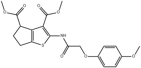 dimethyl 2-{[(4-methoxyphenoxy)acetyl]amino}-5,6-dihydro-4H-cyclopenta[b]thiophene-3,4-dicarboxylate Struktur