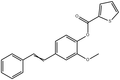 2-methoxy-4-(2-phenylvinyl)phenyl 2-thiophenecarboxylate Struktur