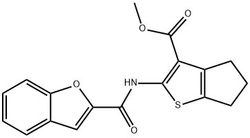 methyl 2-[(1-benzofuran-2-ylcarbonyl)amino]-5,6-dihydro-4H-cyclopenta[b]thiophene-3-carboxylate Struktur