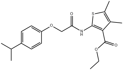 ethyl 2-{[(4-isopropylphenoxy)acetyl]amino}-4,5-dimethyl-3-thiophenecarboxylate Struktur