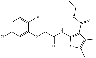 ethyl 2-{[(2,5-dichlorophenoxy)acetyl]amino}-4,5-dimethyl-3-thiophenecarboxylate Struktur