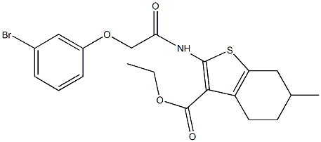 ethyl 2-{[(3-bromophenoxy)acetyl]amino}-6-methyl-4,5,6,7-tetrahydro-1-benzothiophene-3-carboxylate Struktur