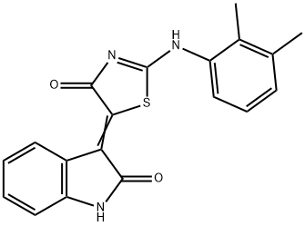 3-{2-[(2,3-dimethylphenyl)imino]-4-oxo-1,3-thiazolidin-5-ylidene}-1,3-dihydro-2H-indol-2-one Struktur