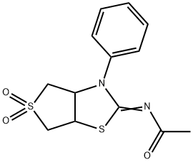 N-(5,5-dioxido-3-phenyltetrahydrothieno[3,4-d][1,3]thiazol-2(3H)-ylidene)acetamide Struktur