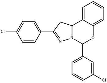 5-(3-chlorophenyl)-2-(4-chlorophenyl)-1,10b-dihydropyrazolo[1,5-c][1,3]benzoxazine Struktur