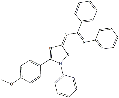 N-(3-(4-methoxyphenyl)-2-phenyl-1,2,4-thiadiazol-5(2H)-ylidene)-N'-phenylbenzenecarboximidamide Struktur