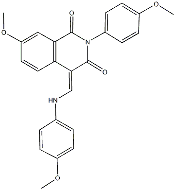 7-methoxy-4-[(4-methoxyanilino)methylene]-2-(4-methoxyphenyl)-1,3(2H,4H)-isoquinolinedione Struktur