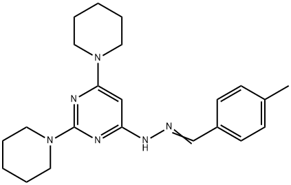 4-methylbenzaldehyde (2,6-dipiperidin-1-ylpyrimidin-4-yl)hydrazone Struktur