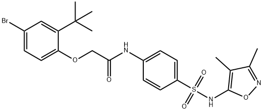 2-(4-bromo-2-tert-butylphenoxy)-N-(4-{[(3,4-dimethyl-5-isoxazolyl)amino]sulfonyl}phenyl)acetamide Struktur