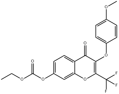 ethyl 3-(4-methoxyphenoxy)-4-oxo-2-(trifluoromethyl)-4H-chromen-7-yl carbonate Struktur