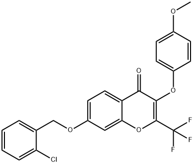 7-[(2-chlorobenzyl)oxy]-3-(4-methoxyphenoxy)-2-(trifluoromethyl)-4H-chromen-4-one Struktur