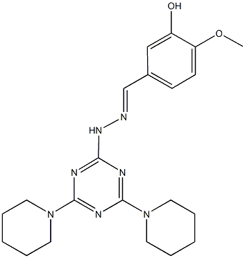 3-hydroxy-4-methoxybenzaldehyde [4,6-di(1-piperidinyl)-1,3,5-triazin-2-yl]hydrazone Struktur