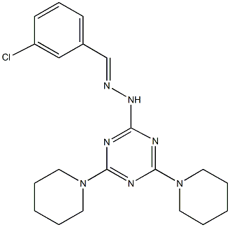 3-chlorobenzaldehyde [4,6-di(1-piperidinyl)-1,3,5-triazin-2-yl]hydrazone Struktur