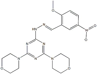 5-nitro-2-methoxybenzaldehyde [4,6-di(4-morpholinyl)-1,3,5-triazin-2-yl]hydrazone Struktur