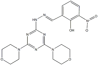 2-hydroxy-3-nitrobenzaldehyde [4,6-di(4-morpholinyl)-1,3,5-triazin-2-yl]hydrazone Struktur