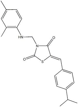 3-[(2,4-dimethylanilino)methyl]-5-(4-isopropylbenzylidene)-1,3-thiazolidine-2,4-dione Struktur