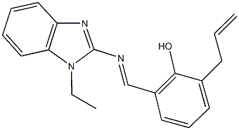 2-allyl-6-{[(1-ethyl-1H-benzimidazol-2-yl)imino]methyl}phenol Struktur