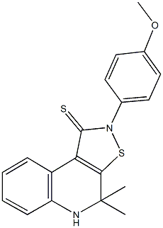 2-(4-methoxyphenyl)-4,4-dimethyl-4,5-dihydroisothiazolo[5,4-c]quinoline-1(2H)-thione Struktur