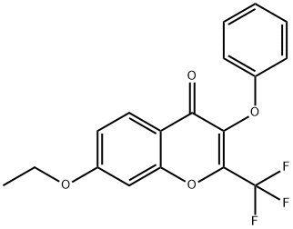 7-ethoxy-3-phenoxy-2-(trifluoromethyl)-4H-chromen-4-one Struktur