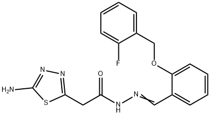 2-(5-amino-1,3,4-thiadiazol-2-yl)-N'-{2-[(2-fluorobenzyl)oxy]benzylidene}acetohydrazide Struktur