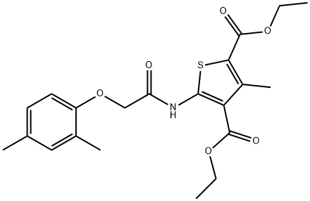 diethyl 5-{[(2,4-dimethylphenoxy)acetyl]amino}-3-methyl-2,4-thiophenedicarboxylate Struktur