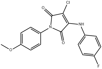 3-chloro-4-(4-fluoroanilino)-1-(4-methoxyphenyl)-1H-pyrrole-2,5-dione Struktur