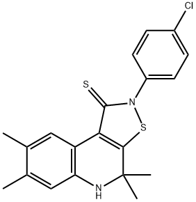 2-(4-chlorophenyl)-4,4,7,8-tetramethyl-4,5-dihydroisothiazolo[5,4-c]quinoline-1(2H)-thione Struktur