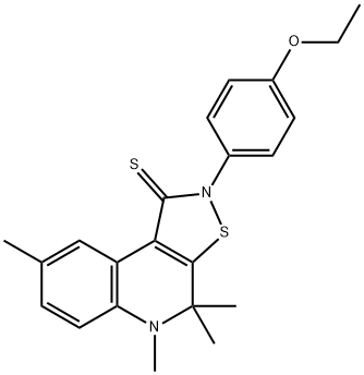 2-(4-ethoxyphenyl)-4,4,5,8-tetramethyl-4,5-dihydroisothiazolo[5,4-c]quinoline-1(2H)-thione Struktur