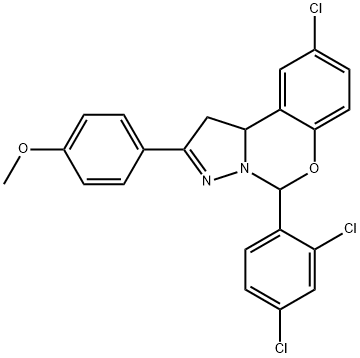 4-[9-chloro-5-(2,4-dichlorophenyl)-1,10b-dihydropyrazolo[1,5-c][1,3]benzoxazin-2-yl]phenyl methyl ether Struktur