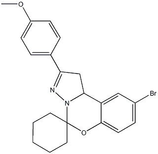 9-bromo-2-[4-(methyloxy)phenyl]-1,10b-dihydrospiro(pyrazolo[1,5-c][1,3]benzoxazine-5,1'-cyclohexane) Struktur