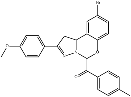 {9-bromo-2-[4-(methyloxy)phenyl]-1,10b-dihydropyrazolo[1,5-c][1,3]benzoxazin-5-yl}(4-methylphenyl)methanone Struktur