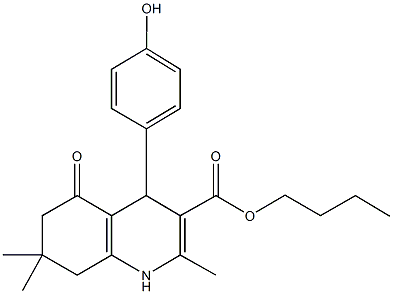 butyl 4-(4-hydroxyphenyl)-2,7,7-trimethyl-5-oxo-1,4,5,6,7,8-hexahydroquinoline-3-carboxylate Struktur