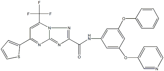 N-[3-phenoxy-5-(3-pyridinyloxy)phenyl]-5-(2-thienyl)-7-(trifluoromethyl)[1,2,4]triazolo[1,5-a]pyrimidine-2-carboxamide Struktur