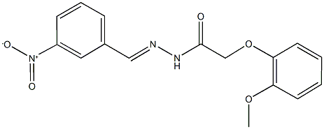 N'-{3-nitrobenzylidene}-2-(2-methoxyphenoxy)acetohydrazide Struktur