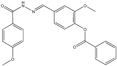 2-methoxy-4-[2-(4-methoxybenzoyl)carbohydrazonoyl]phenyl benzoate Struktur