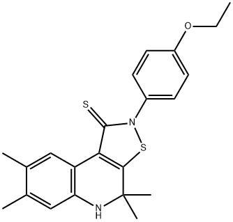 2-(4-ethoxyphenyl)-4,4,7,8-tetramethyl-4,5-dihydroisothiazolo[5,4-c]quinoline-1(2H)-thione Struktur