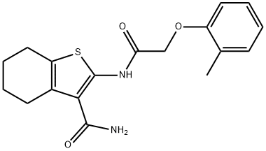 2-{[(2-methylphenoxy)acetyl]amino}-4,5,6,7-tetrahydro-1-benzothiophene-3-carboxamide Struktur