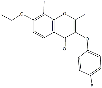 7-ethoxy-3-(4-fluorophenoxy)-2,8-dimethyl-4H-chromen-4-one Struktur