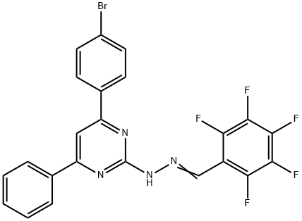 2,3,4,5,6-pentafluorobenzaldehyde [4-(4-bromophenyl)-6-phenyl-2-pyrimidinyl]hydrazone Struktur